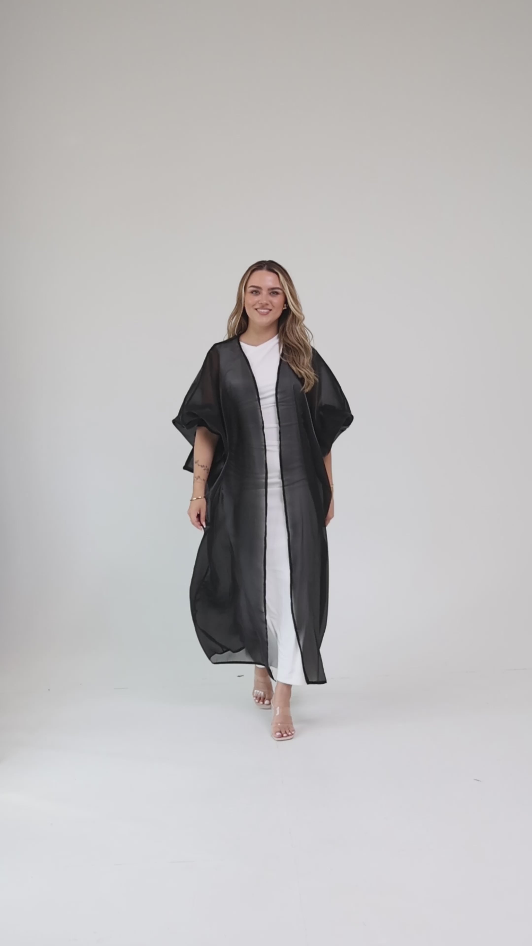 Sheer Chiffon Kimono - Midnight Black – bayamuse